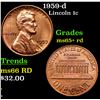 Image 1 : 1959-d Lincoln Cent 1c Grades Gem+ Unc RD