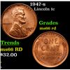 Image 1 : 1947-s Lincoln Cent 1c Grades GEM+ Unc RD