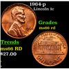 Image 1 : 1964-p Lincoln Cent 1c Grades GEM+ Unc RD