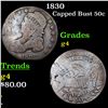Image 1 : 1830 Capped Bust Half Dollar 50c Grades g, good