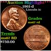 Image 1 : ***Auction Highlight*** 1961-d Lincoln Cent 1c Graded GEM++ Unc RD By USCG (fc)
