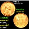 Image 1 : 1937-d Lincoln Cent 1c Grades Gem+ Unc RD