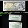 2x Consecutive 1969-1975 Canada 1 Dollar Banknotes, All CU! P# 85c, Sig. Crow & Bouey Grades CU