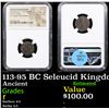 NGC 113-95 BC Seleucid Kingdom AE19, Antiochus IX Ancient Rev. Winged Thunderbolt Graded f By NGC