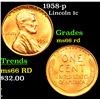 Image 1 : 1958-p Lincoln Cent 1c Grades GEM+ Unc RD