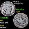Image 1 : 1901-p Barber Half Dollars 50c Grades vg+