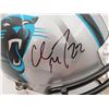 Image 2 : Christian McCaffrey Autographed Carolina Panthers Silver Full Size Speed Replica Helmet Beckett