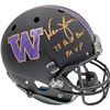 Image 1 : Warren Moon Autographed Washington Huskies Full Size Schutt Black Helmet "78 Rose Bowl MVP" MCS Hol