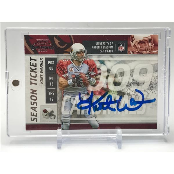 2009 PANINI CONTENDERS NO.1 KURT WARNER SEASON TICKET AUTO