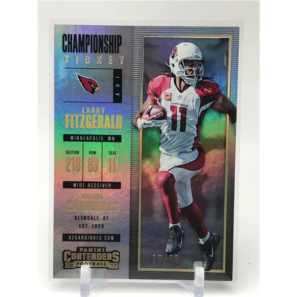 2017 PANINI CONTENDERS NO.51 LARRY FITZGERALD CHAMPIONSHIP TICKET 19/99