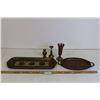 Image 1 : (2) Metal Trays + (3) Decorative Vase's