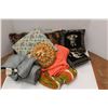 Image 1 : *(5) Cushions - (2) Knitted Throw Blankets - Sleeping Bag