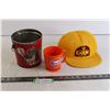 Image 1 : Burns Shamrock Lard Tin, Gulf Plastic Mug, Commerce Farm Services Snapback Hat