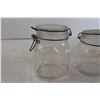 Image 2 : (3) Glass Jars, Glass Vase with Holder