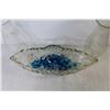 Image 2 : Heavy Glass Dish w/Glass Beads - (2) Oil Lamp Chimney