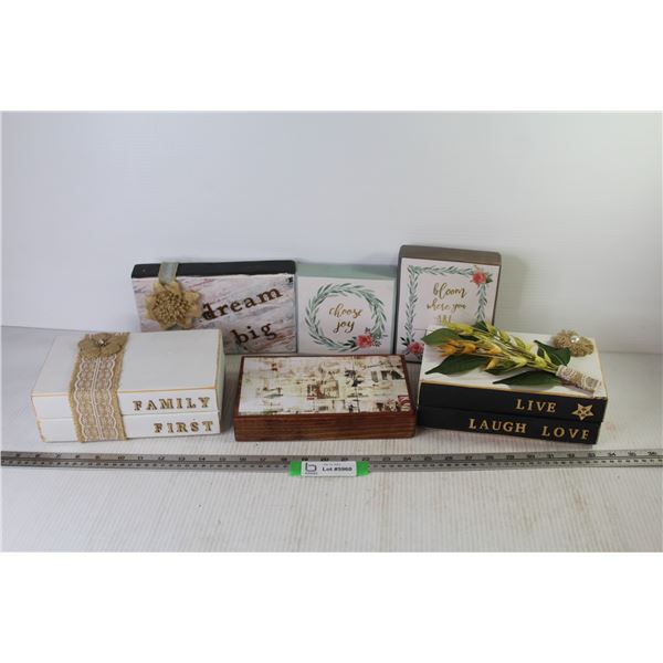 (6) Decorative Wooden Blocks w/Sayings