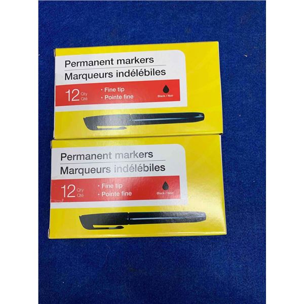 Fine Tip Black Permanent Markers (2 x 12)