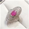 Image 3 : Silver Ruby & Cz Ring (~Size 0) (~length 0 inches), Suggested Retail Value $300