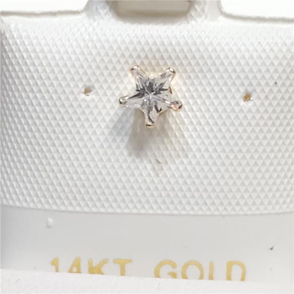 14K Yellow Gold Cubic Zirconia Nose Pin (~Size 0) (~length 0 inches), Suggested Retail Value $120