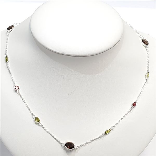 Silver Genuine Gemstones(10ct) Necklace (~Size 0), Suggested Retail Value $240