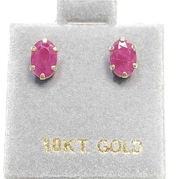 10K Yellow Gold Ruby(0.6ct) Earrings (~Size 0) (~length 0 inches), Suggested Retail Value $300