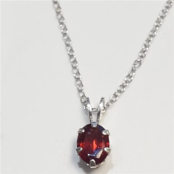 Silver Garnet Necklace (~Size 0) (~length 0 inches), Suggested Retail Value $100