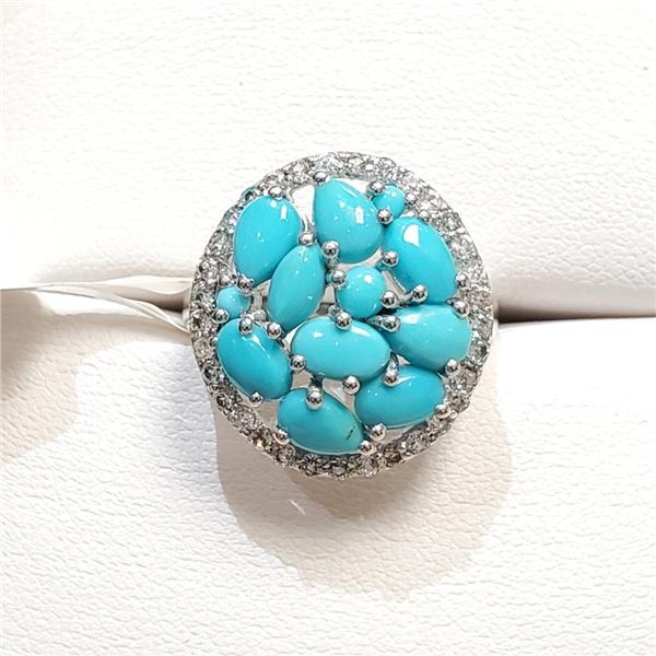 Silver Turquoise Ring (~Size 0) (~length 0 inches), Suggested Retail Value $200
