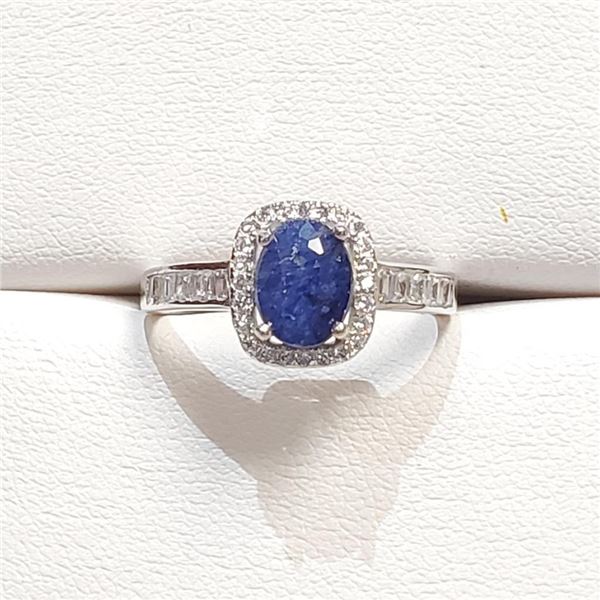 Silver Sapphire Ring (~Size 0) (~length 0 inches), Suggested Retail Value $160