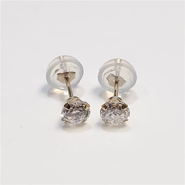 14K Yellow Gold Cubic Zirconia Earrings (~Size 0) (~length 0 inches), Suggested Retail Value $300