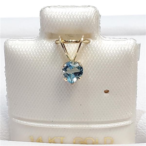 14K Yellow Gold Blue Topaz(0.28ct) Pendant (~Size 0) (~length 0 inches), Suggested Retail Value $120