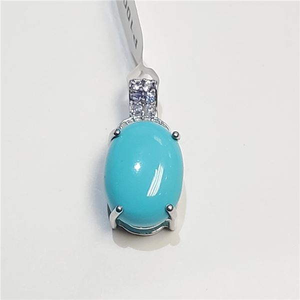 Silver Turquoise & Tanzanite Pendant (~Size 0) (~length 0 inches), Suggested Retail Value $200