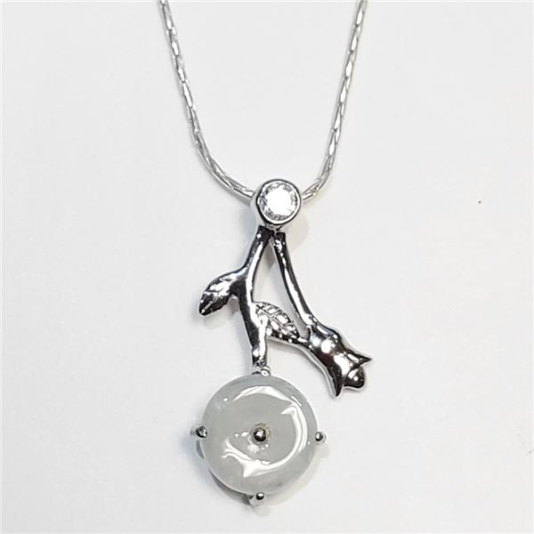 Silver Carved Jadeit Necklace (~Size 0) (~length 0 inches), Suggested Retail Value $240