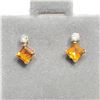 Image 1 : 10K Yellow Gold Citrine(0.44ct) Diamond(0.06ct) Earrings (~Size 0) (~length 0 inches), Suggested Ret