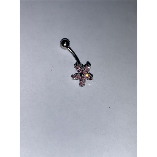 Pink Flower Belly Button Ring