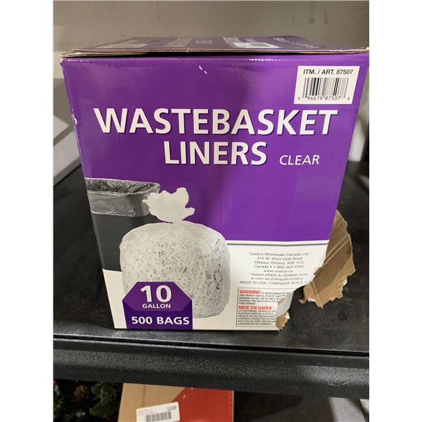 10 gallon Clear wastebasket liners - 500 Bags
