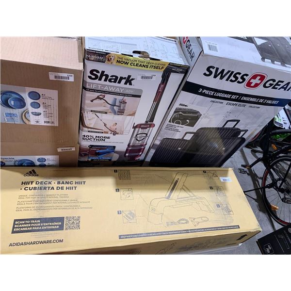 HIIT deck configurable workout platform with resistance tube and skipping rope