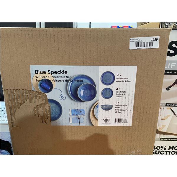 Blue Speckle 12 piece dinnerware set