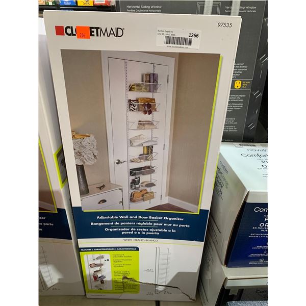 ClosetMaid adjustable wall and door basket organizer with 8 adjustable baskets- white 18" x 6.6" x 7