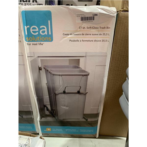Real Solutions 27qt. soft close trash bin- silver