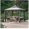 Image 2 : NEW Style Selections Hard Top Gazebo 9ft x 9ft includes insect screen slight damage on box as pictur