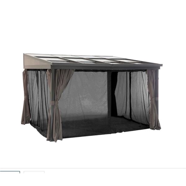 NEW Allen & Roth Sun Shelter 9ft x 11ft with Curtains, damage to box as pictured.