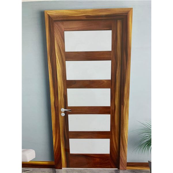 Leadvision Sanded Glass Acacia 5 lite shaker style door 30" x 80" x 1-3/8" in box