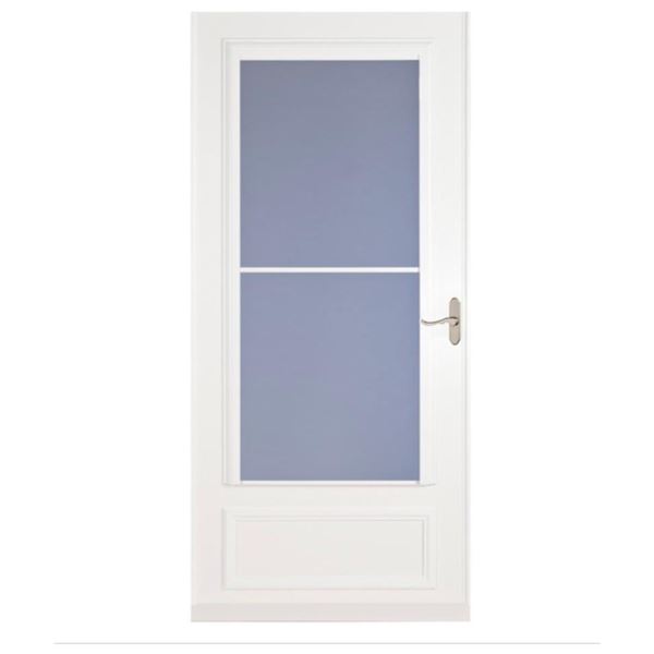 Larson Savannah Mid View White 32 inch Aluminum Screen Door damage on box as pictured