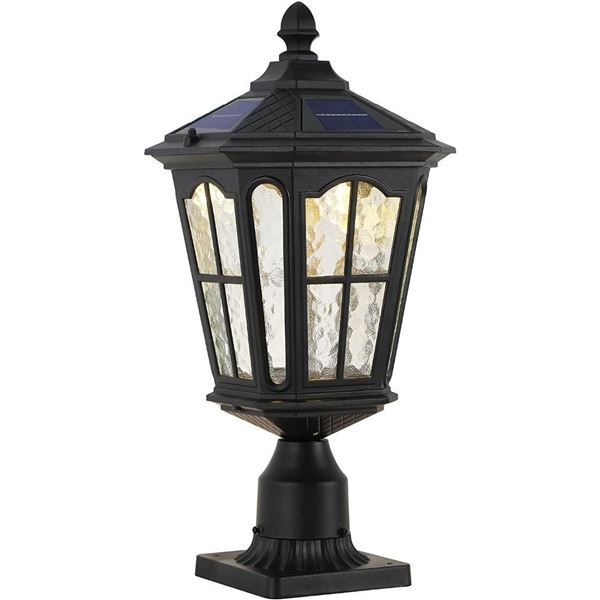 GYDZ Outdoor Solar Lamp Post Light With 3-Inch Pier Mount Base, Die Cast Aluminum With Glass- 20.5