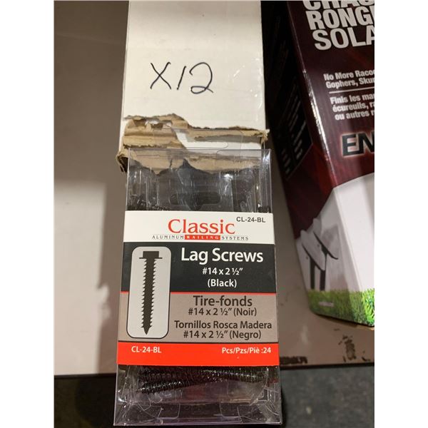 Lot of 12 X 24 pc Classic Lag Screws #14 2 1/2" - Black