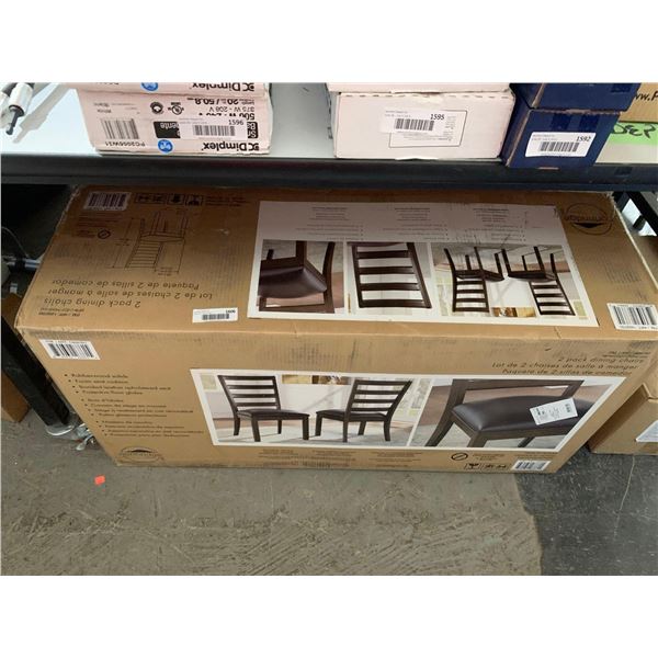 Lot of 2 Rubber wood & Bonded Leather Dining Chairs