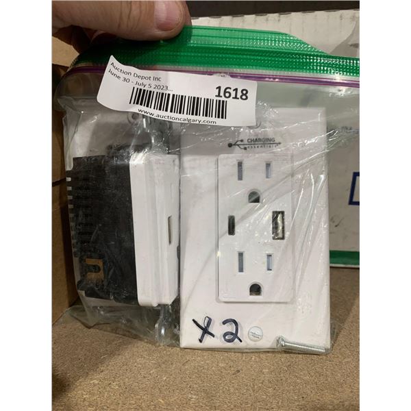 Charging Essentials Replacement Household 110V Outlet with USB Charging Port - Lot of 2