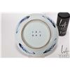 Image 2 : Blue and white "Happy Fisherman" plate with K'ang- hsi reign mark, 9" in diameter and 2" in height