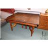 Image 1 : Antique Canadiana 48" square dining table with decorative skirt, has been cut down to 24 1/2" in hei