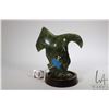 Image 2 : Inuit hand carved green soapstone bird with Eskimo Art Label listing artist "Mina Mannuk, Sanikiluak